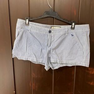 Abercrombie and Fitch white and blue striped shorts